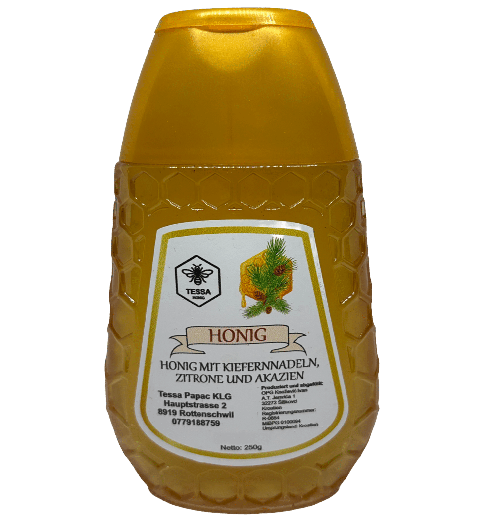 Honig Sirup mit Kiefernnadeln, Zitrone und Akazien